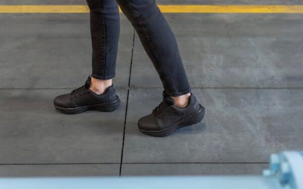 Astra Athletic Work Shoe for Women • Nonslip SRO, Puncture Resistant PR, Electrical Hazard EH • Black Silver Action Leather