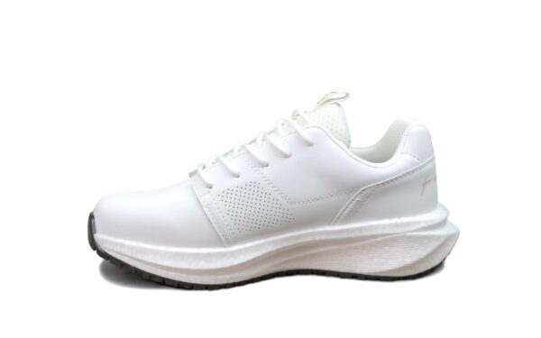 Astra Women's Athletic Work Sneaker • Nonslip SRO, Puncture Resistant PR, Static Dissipative • White Gold Action Leather