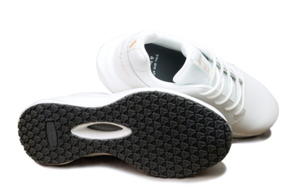 Astra Women's Athletic Work Shoe • Nonslip SRO, Puncture Resistant PR, Static Dissipative • White Gold Action Leather