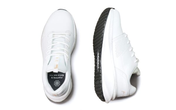 Astra Women's Athletic Work Shoe • Nonslip SRO, Puncture Resistant PR, Static Dissipative • White Gold Action Leather