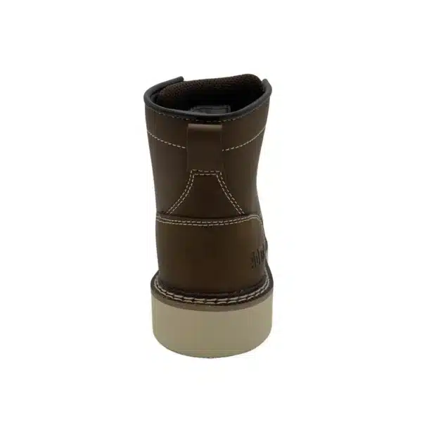 Kid's Brown Moc-Toe Boot, Classic Wedge Outsole - Image 5
