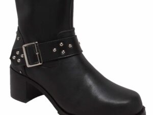 Women's 6" Heeled Buckle Biker Boot Black