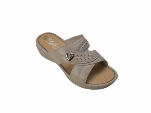 Women's Low Heel Slip On Sandal Beige