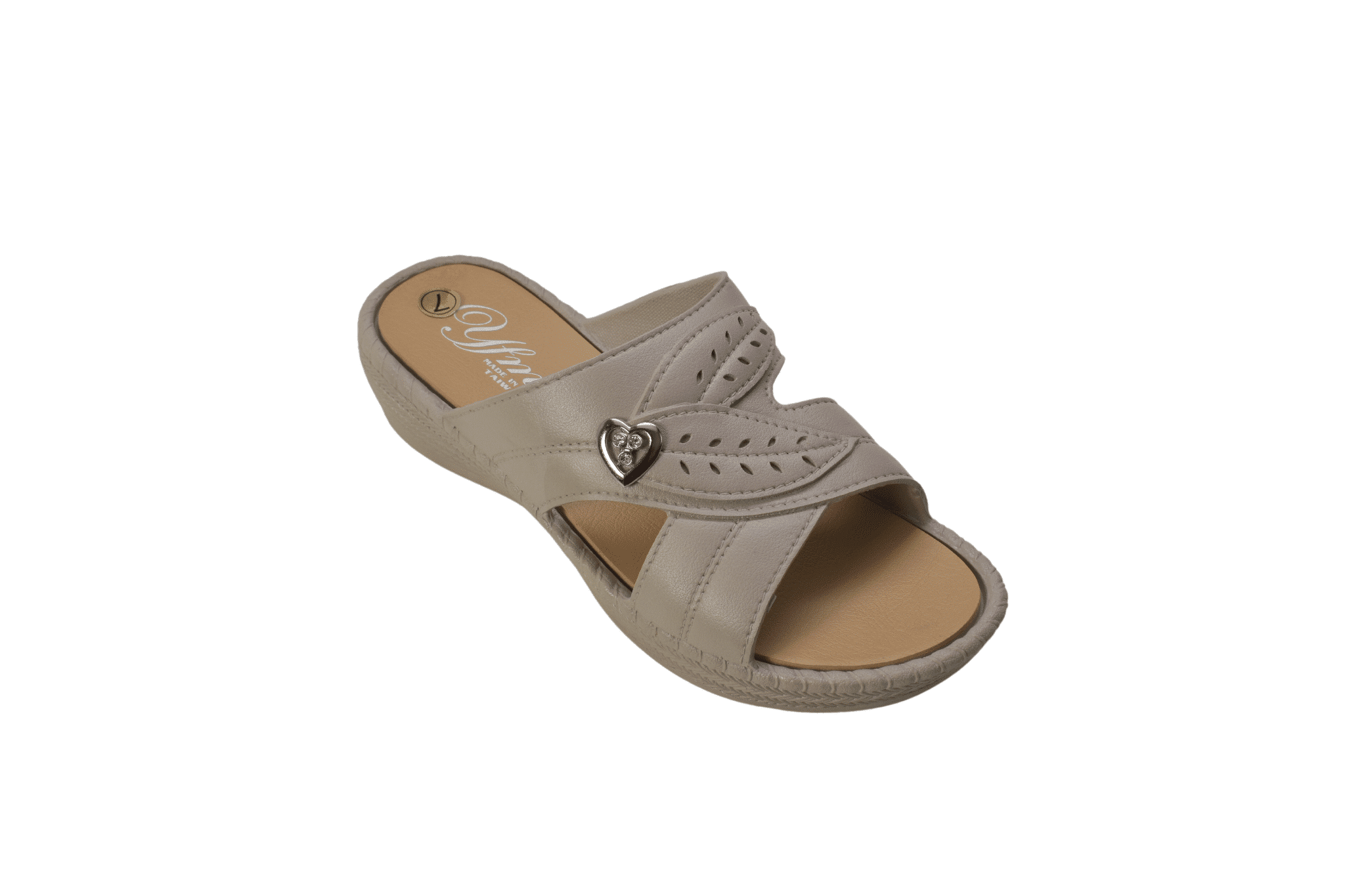 Women's Low Heel Slip On Sandal Beige