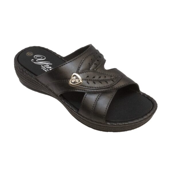 Women's Low Heel Slip On Sandal Black