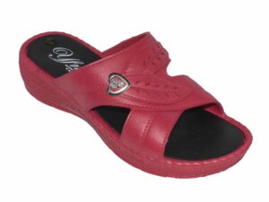 Women's Low Heel Slip On Sandal Red