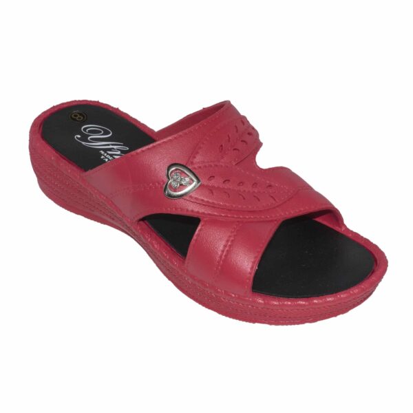 Women's Low Heel Slip On Sandal Red