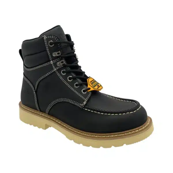 SAFA: Men's 6" Defined Heel Black Leather Work Boot - Soft Toe 9194