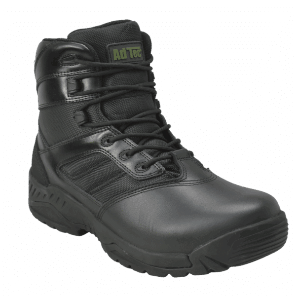 Men's 6" Full Grain Polishable Leather Side Zipper Tactical Boot, Black